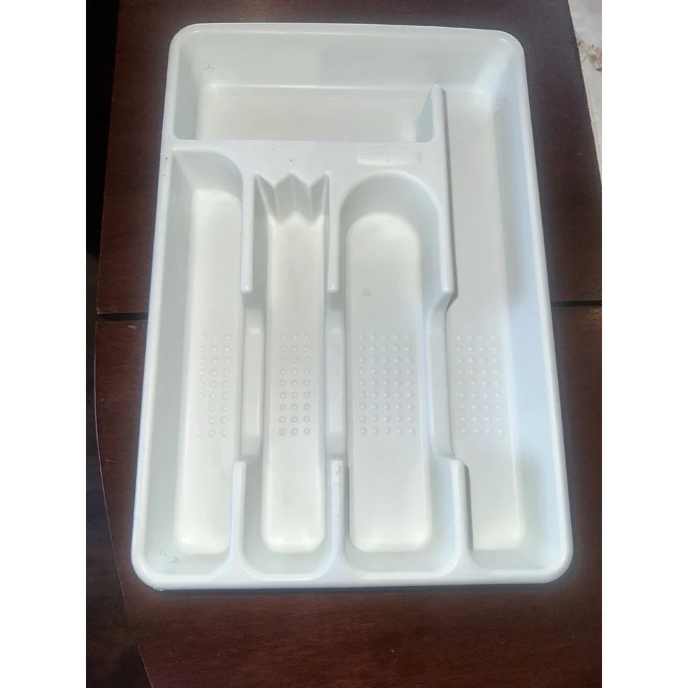 Rubbermaid 5 Slot Silverware Cutlery Utensil Organizer Tray In Drawer White 2919